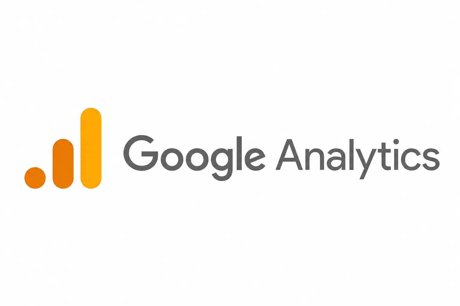 Google Analytics (GA4) logo with orange analytics bars on a white background.