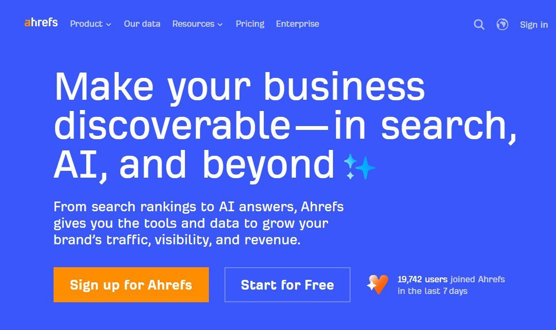 Ahrefs website deshboard